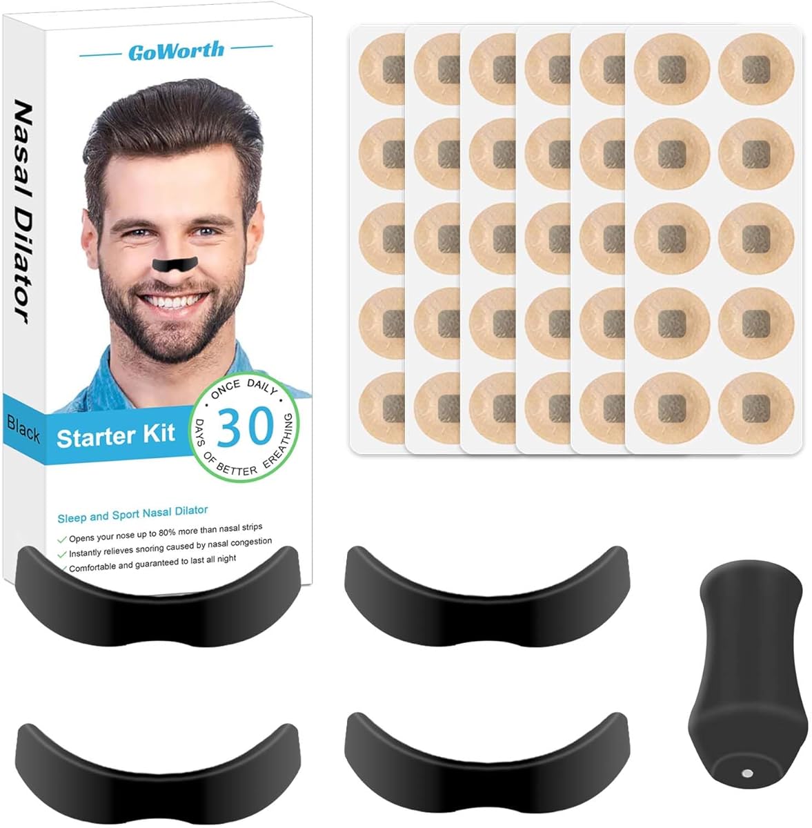 Magnetic Nose Strip, Magnetic Nasal Strips for Breathing (60 Pcs) - Snoring Aids for Men and Women, Nose Strips Anti Snoring Devices, Helps Reduce Snoring & Improve Sleep Quality