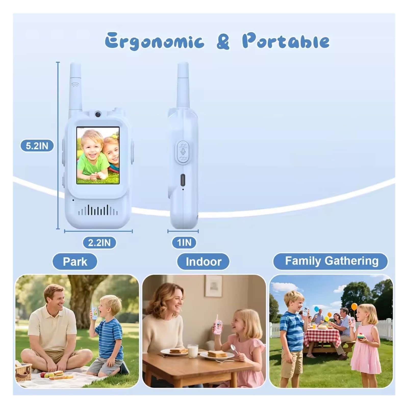 Walkie-Talkie con Video for niños con cámara y Pantalla, Compatible con Cambiador de Voz, de Largo Alcance, Ideal for cumpleaños de niños y niñas.(2pcspink)