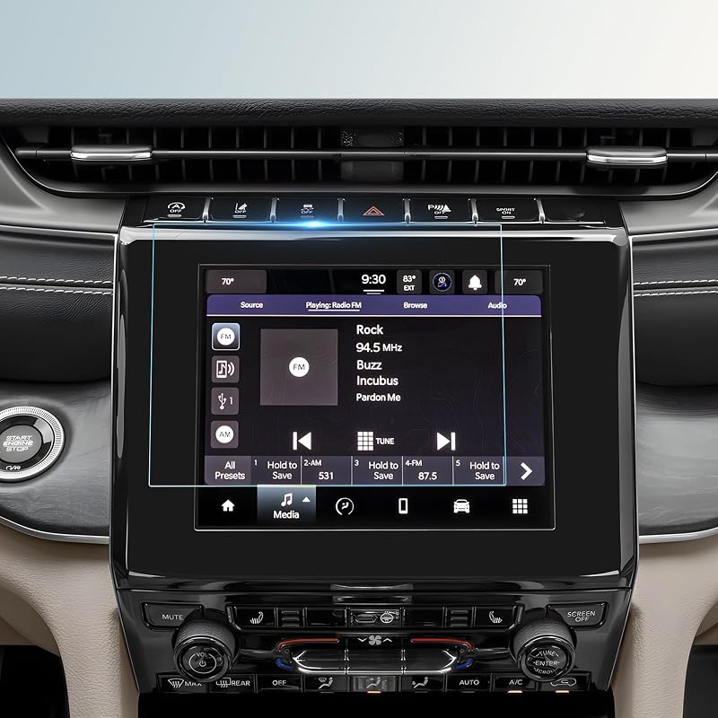 Película Protetora de Vidro Temperado 9H para Tela Uconnect de 8,4" do Jeep Grand Cherokee 2026 Laredo/Laredo X BIBIBO