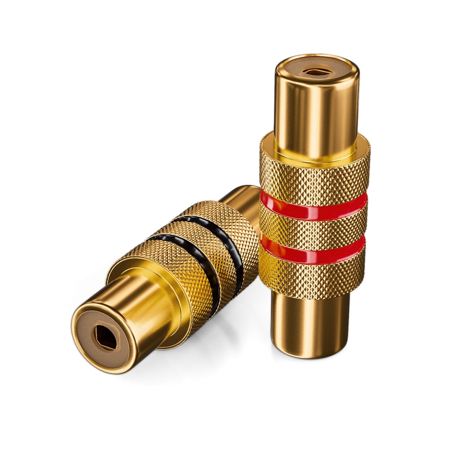 deleyCON Lot de 2 Adaptateurs RCA Cinch Femelle à Femelle Audio Vidéo Noir Rouge