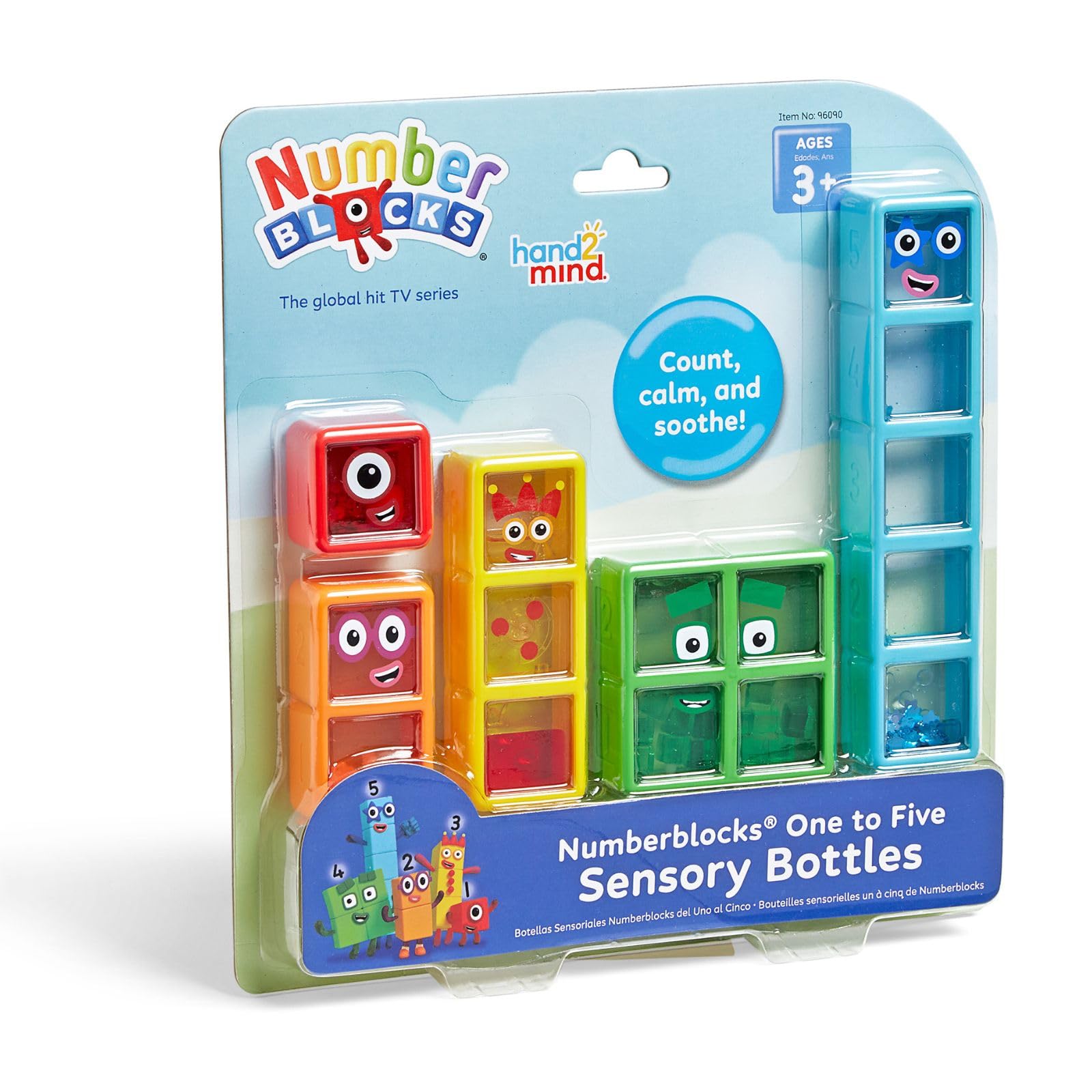 Numberblocks 96090 1-5 Sensory Bottles, Numberblocks One to Five Sensory Bottles, 5 Pack, Emotional Control SEL Relaxation Toy