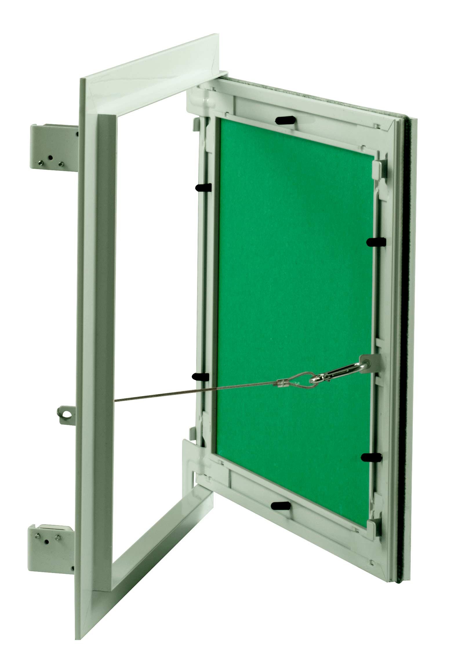 Revisionsklappe 300 x 400 mm mit 12,5mm GK-Einlage imprägniert für Feuchtraum geeignet Aluminium-Rahmen weiß pulverbeschichtet 30 x 40 cm