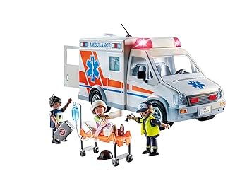 Playmobil フィギュアとアクセサリー人形セット Amazon.co.jp: Playmobil 救急車 アクセサリーとフィギュア3体