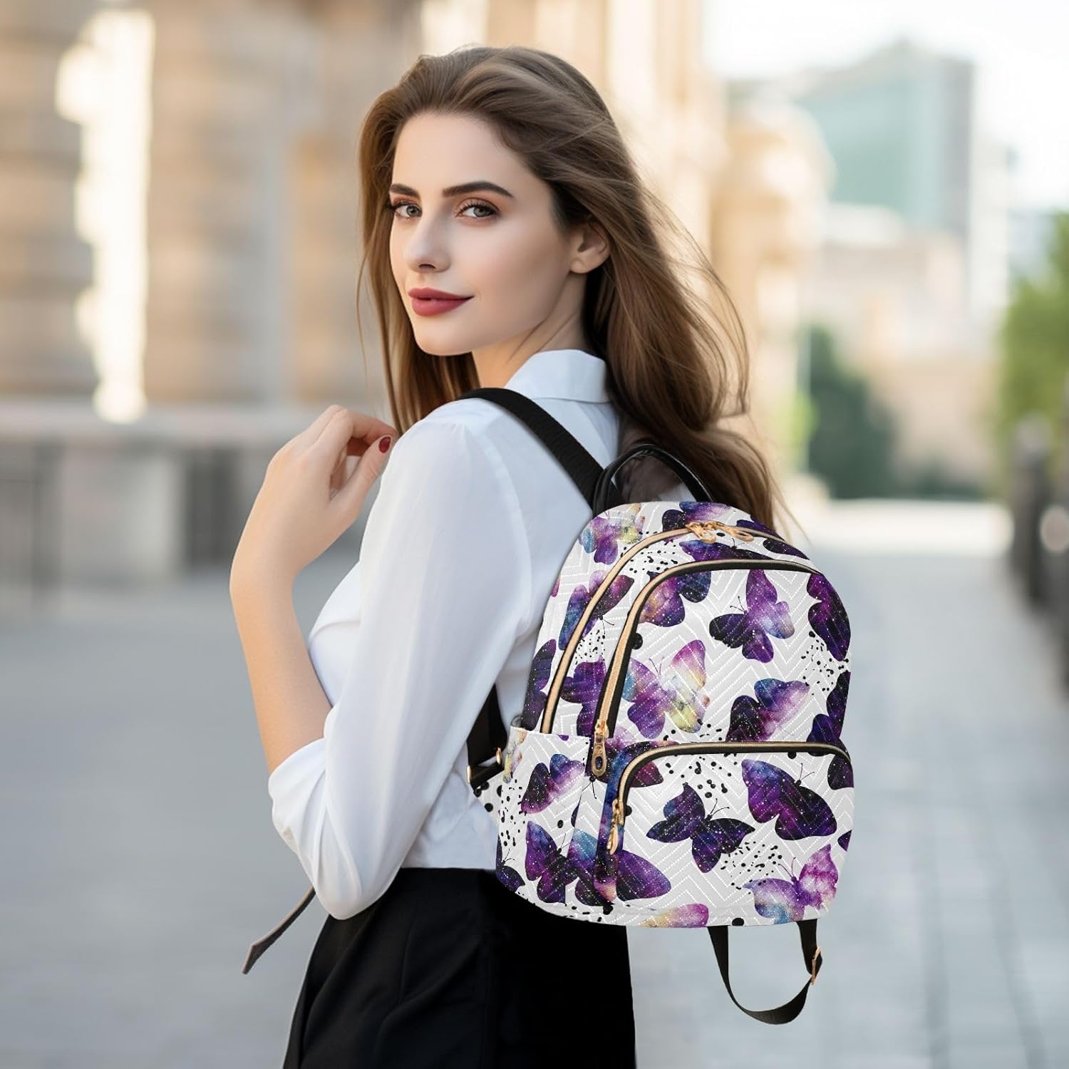 ALAZA Butterflies Mini Backpack Purse for Women Lightweight Girls Small Size Purple Watercolor School Teens College Traveling - Image 6