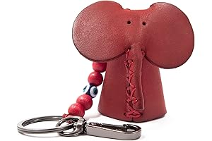 Durable Leather Elephant Keychain for Purse