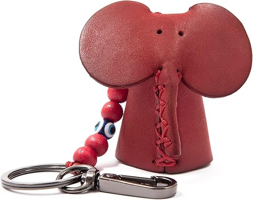 Handmade Elephant Keychain for Women, Genuine Leather Hanging Charm Accessory for Purse, Bags and Backpacks, Elephant Gifts Llaveros para Mujer