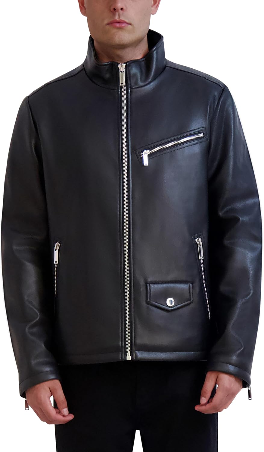 Karl Lagerfeld Paris Men's Faux Leather Biker Jacket