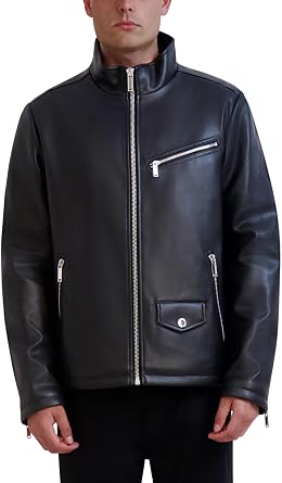 KARL LAGERFELD Mens Karl Lagerfeld Paris Mens Faux Leather Biker Jacket