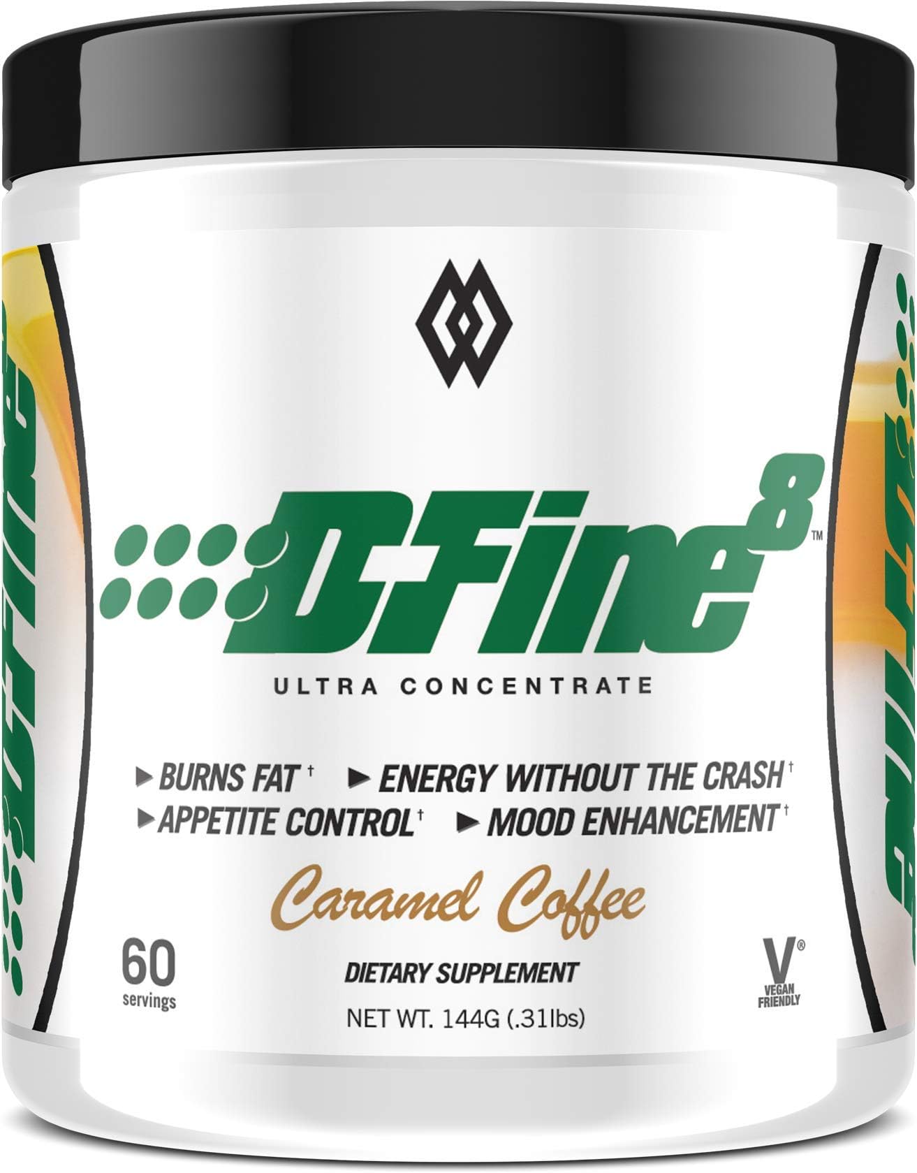 Musclewerks D-Fine8 - Fat Burner Thermogenic, Pre Workout Powder, Appetite Suppressant, Energy & Weight Loss Supplement for Men & Women - 60 Servings Vegan Friendly (Caramel Coffee)