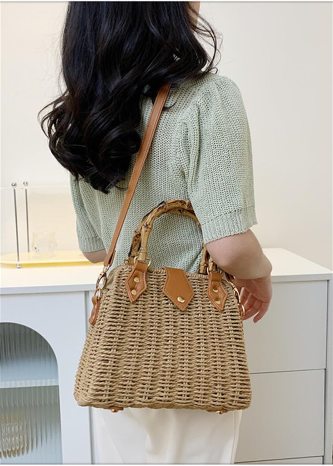 Cross Body Handbags for Women Straw Woven Beach Bag 2026 Summer Handmade Purses Wicker Rattan Bag Holiday - Image 5