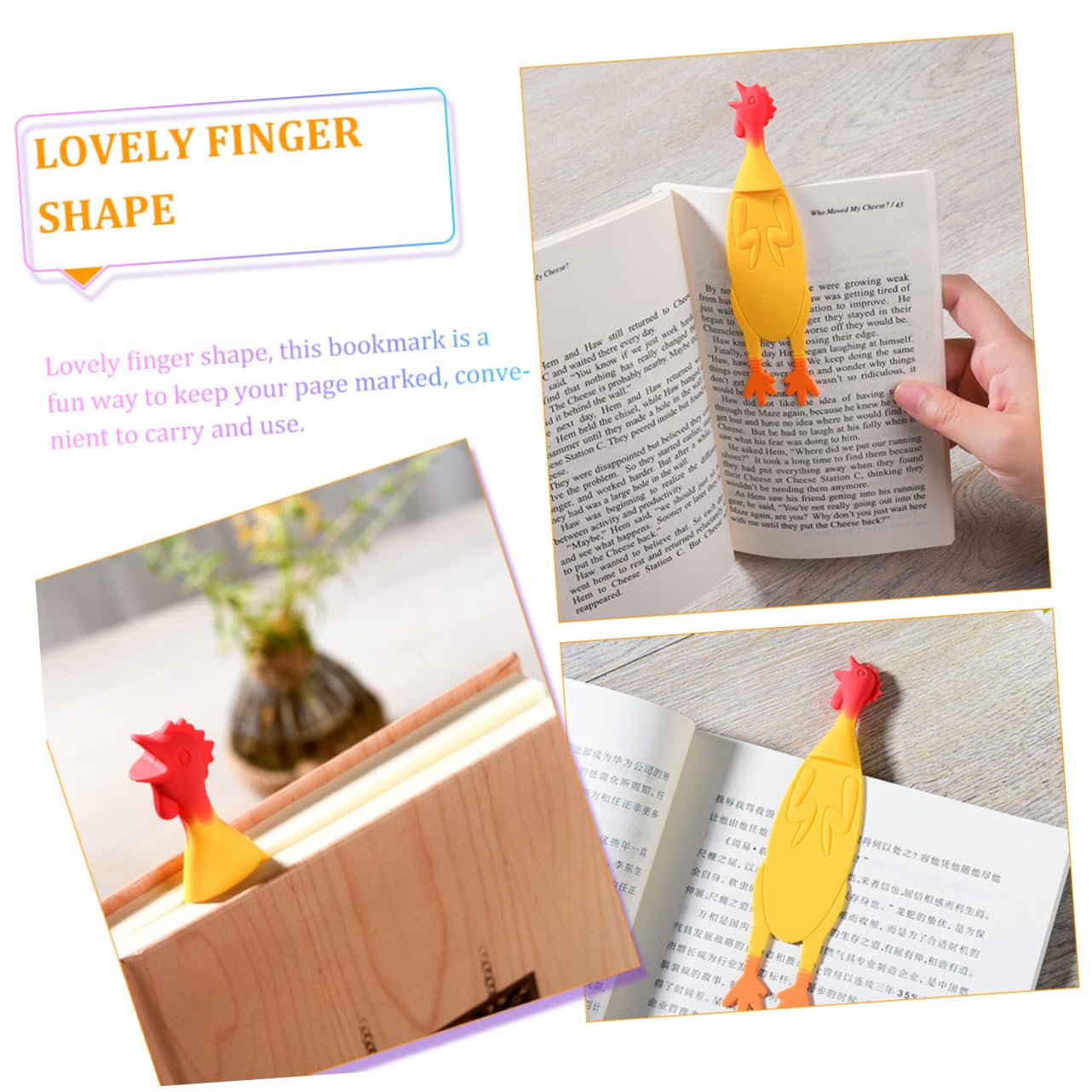 EXCEART 10 Piezas Marcador Pinzas Para Marcar Libros Clips De Marcapáginas De Silicona Marca De Pollo Juguete Baño Decoración Juguetes Baño Bebe Gel De Sílice 3d Lindo Herramienta