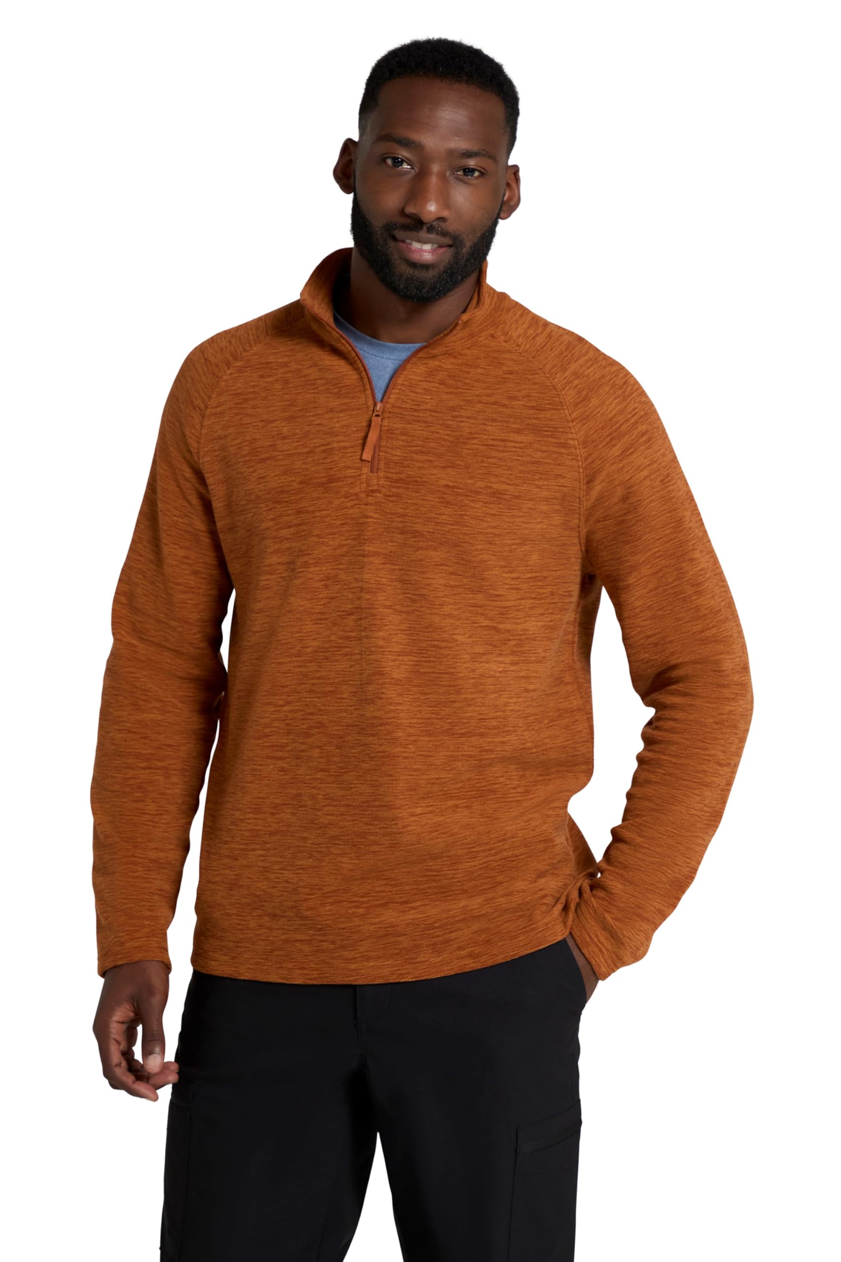 Mountain Warehouse Men's Rust Snowdon Micro Fleece Top - Breathable Antipill, Half Zip Collar Sweater, Quick Drying Smooth Pullover - For Spring Summer & Outdoors Xxs