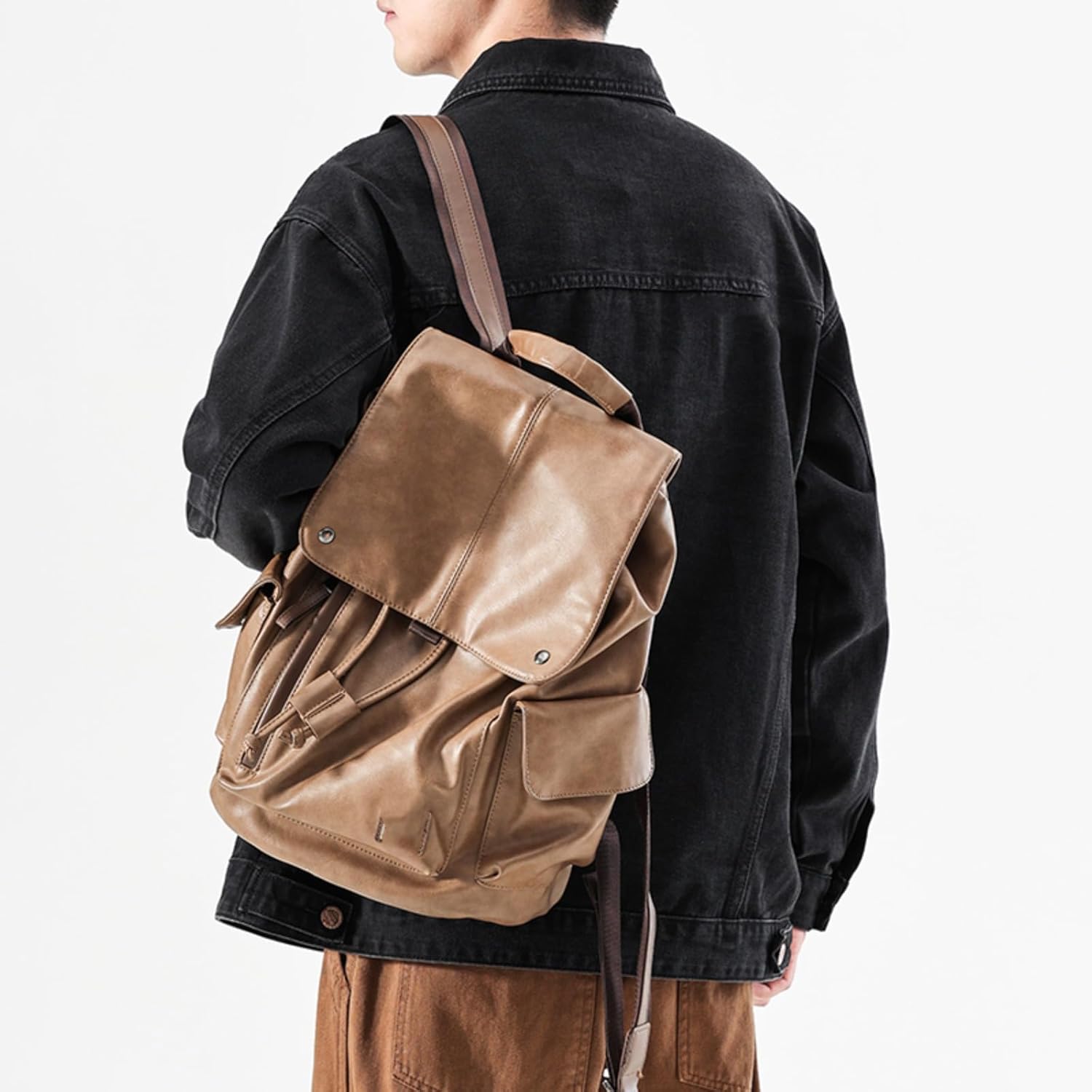 Japanese Style Denim Jacket for Men, Autumn Loose Large Size Workwear Jacket for Men's Clothing