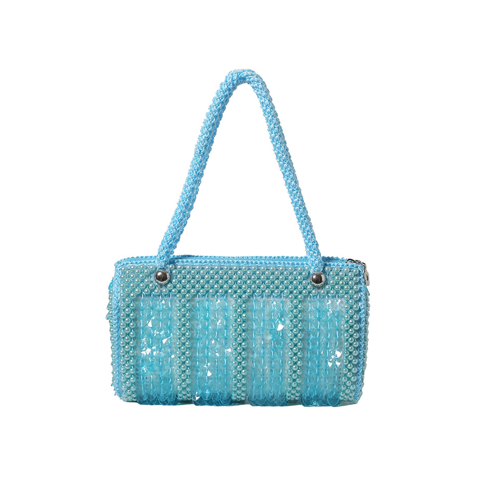WYSJYBHJ Sparkly Beaded Purse, Elegant Beaded Shoulder Bag Clutch for Evening Events, Handcrafted Beaded Bag with Unique Glitter Design, Perfect for Parties Weddings
