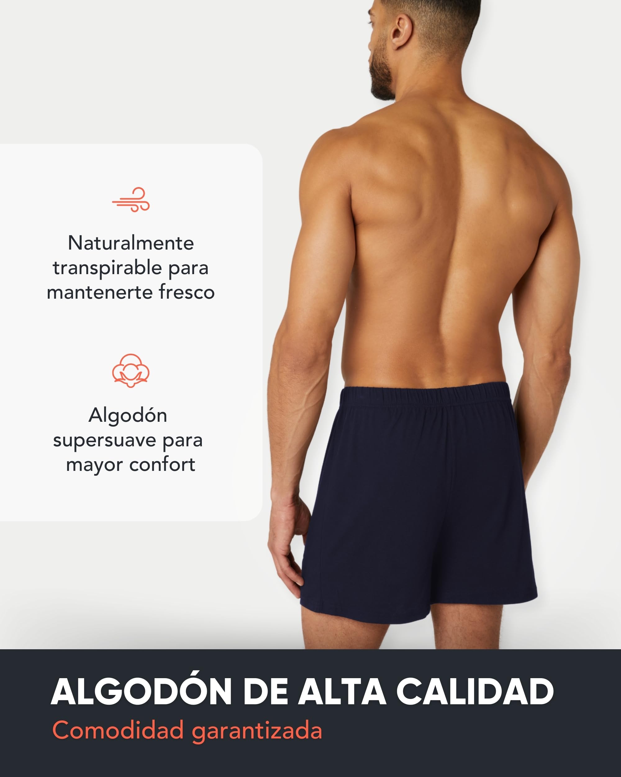 FM London Pack de 5 Calzoncillos para Hombre de Algodón - Bóxer para Hombre de Algodón 100% Supersuave, Colores Lisos – Bóxer de Estilo Holgado, Bragueta Abotonada y Cintura Elástica