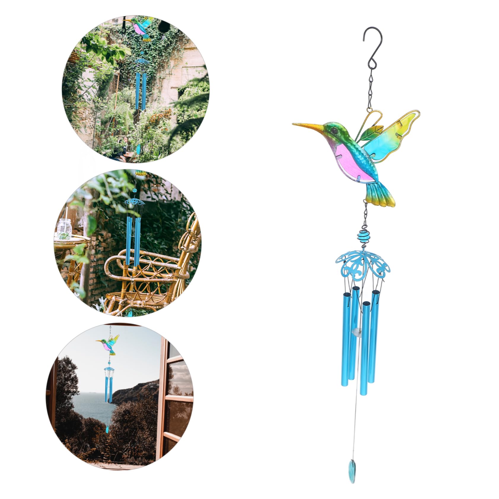 Milisten 5stücke Hängende Windglocke Mit Hummingbird Design Buntglas Garten Deko Für Balkon Und Terrasse Klarer Perfektes Für Gartenliebhaber Und Frauen