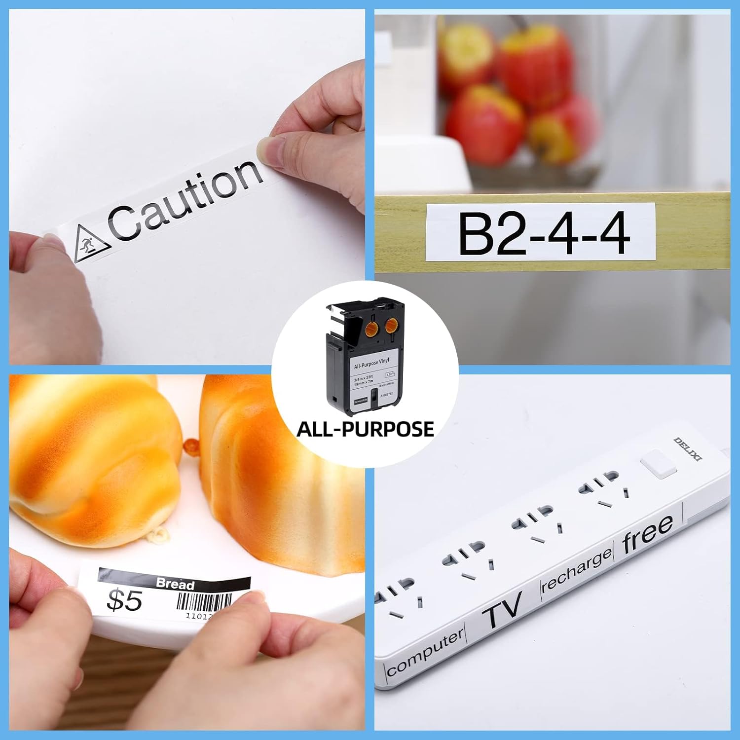 Label KINGDOM All-Purpose Labels Compatible with DYMO XTL 1868752, 3/4" x 23'(19mm x 7m) White Transfer Label Tape Fits DYMO Label Maker XTL300 XTL500, 3-Pack