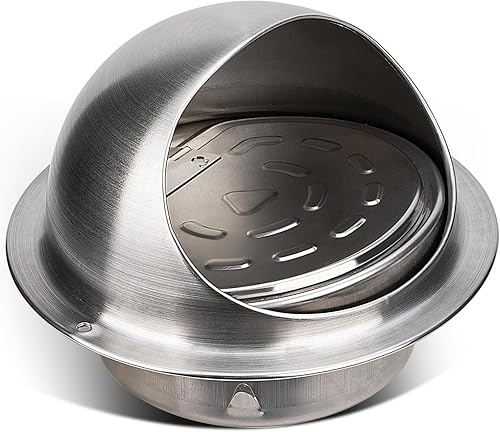Cubierta de ventilación de secadora Matework para exterior, de acero inoxidable redonda de 4 pulgadas, ventilación de pared de apertura automática