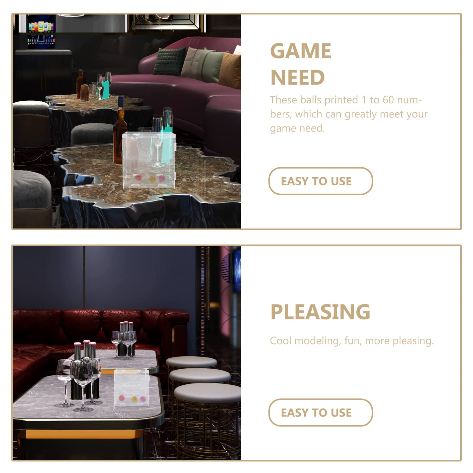 Happyyami 60pcs Plastic Numbered Balls Raffle Game Props for Bingo Entertainment