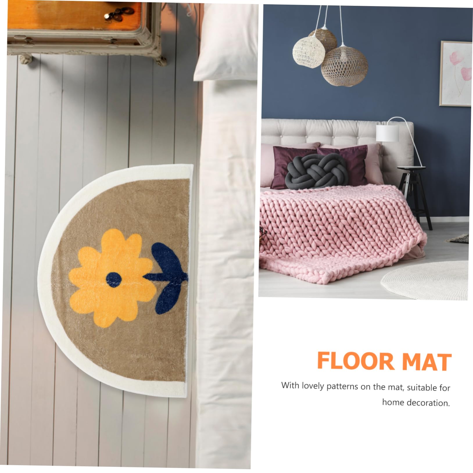 Anneome Tappeto da Bagno Semicircolare Antiscivolo in Cotone e Poliestere | Assorbente, Feel Confortevole, Decorativo e Pratico, per Living Room e Bedroom