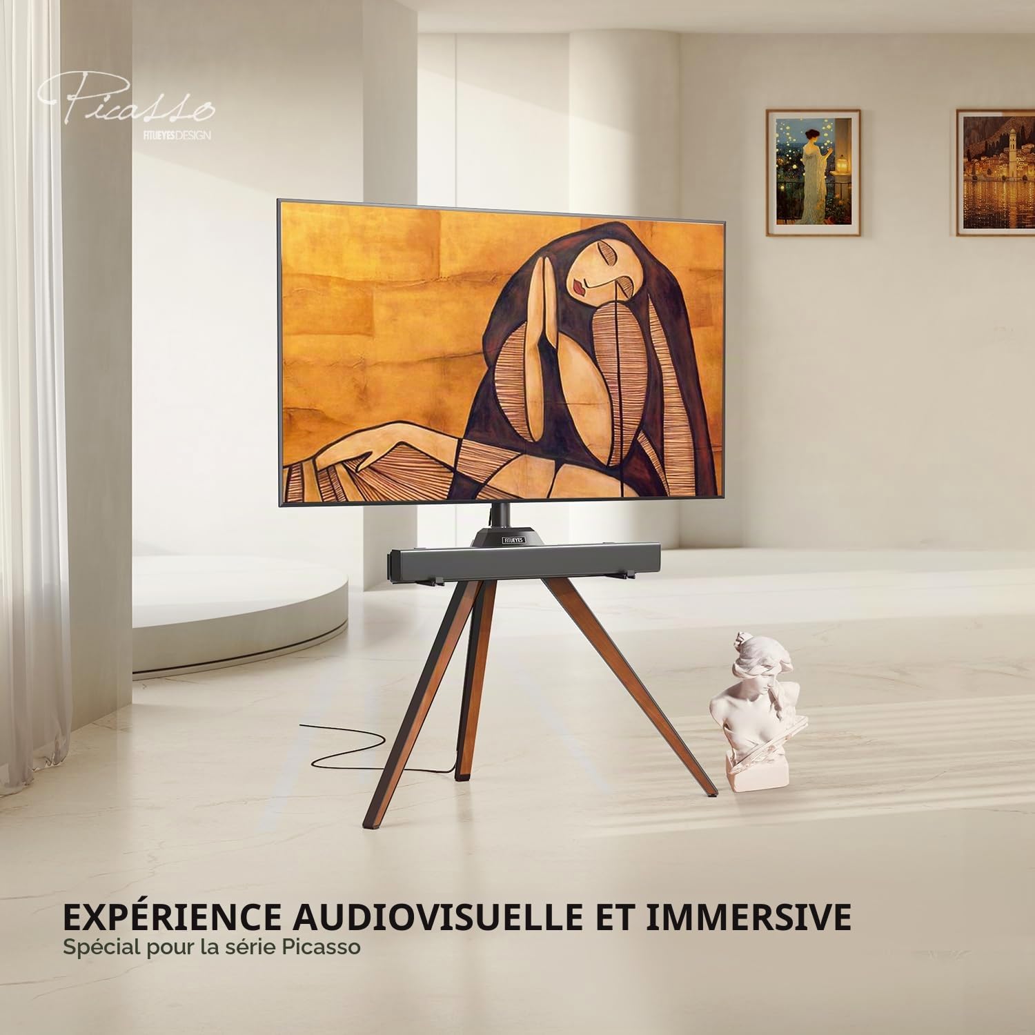 FITUEYES Support Barre de Son pour Série Picasso Capacité de Charge 6.5 kg pour Montage sous la TV avec Haut-Parleur Noir