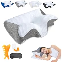 2 in 1 Ergonomic Pillow, Breathable Comfortable Memory Foam Cervical Neck Pillows, Relieve Neck Pain for Side & Back Sleepers Gray