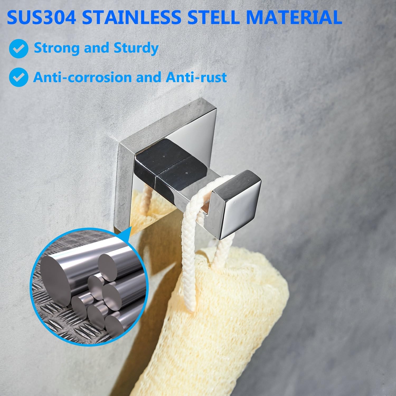 Gancho de Pared x 2, Cromo Brillante, Ganchos percheros para Baño Cocina Toallero Ropas