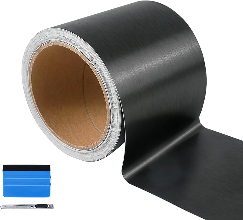 Adesivo Vinílico Black Satin Brushed LZLRUN para Moldura de Janela e Delete de Cromados – 7,62 cm x 9,14 m
