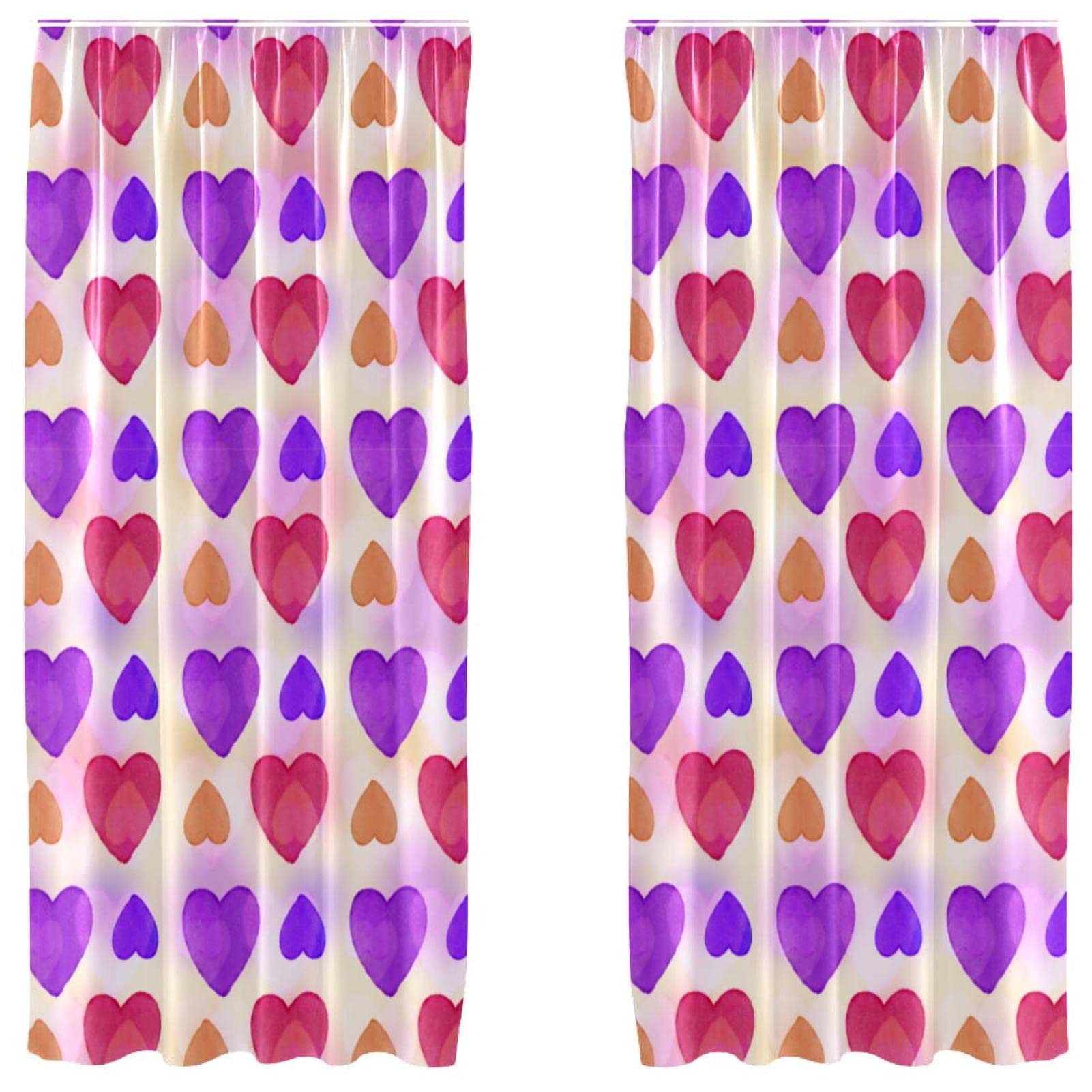 Cortinas de corazones en acuarela con acabado textil premium para salones elegantes 1