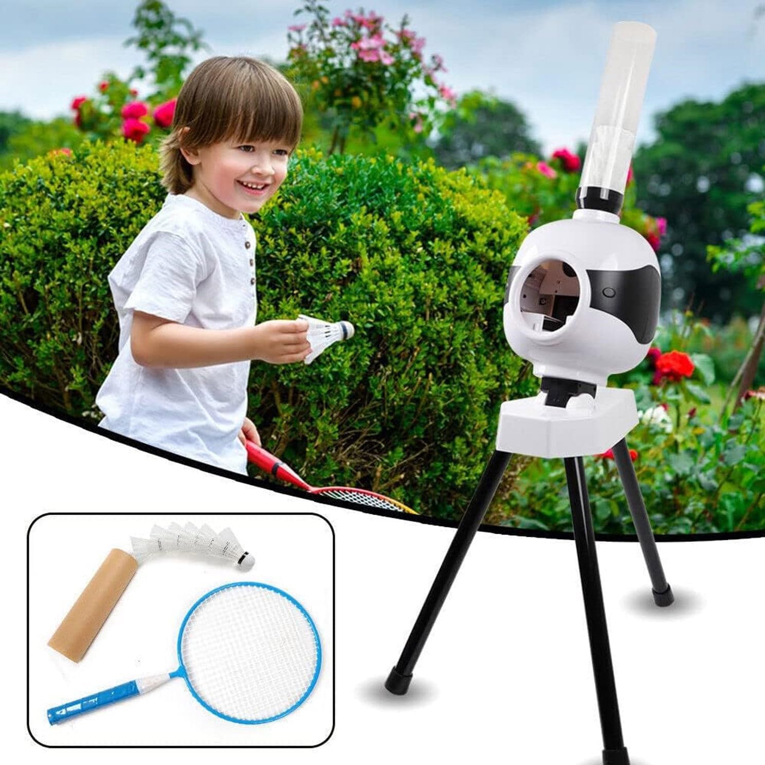 Badminton Shuttlecock Launcher, Portable Badminton Robot Launching Machine, Badminton Training Machine for Beginners, Badminton Training Machine for Indoor and Outdoor Training