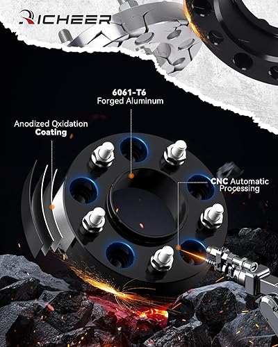 Miniatura 4 de Richeer Espaciadores de rueda de 5 x 5 para Wrangler JL 2018-2024, Grand Cherokee WK2 WL 2011-2024, Gladiator JT 2019-2024, Durango 2011-2023,