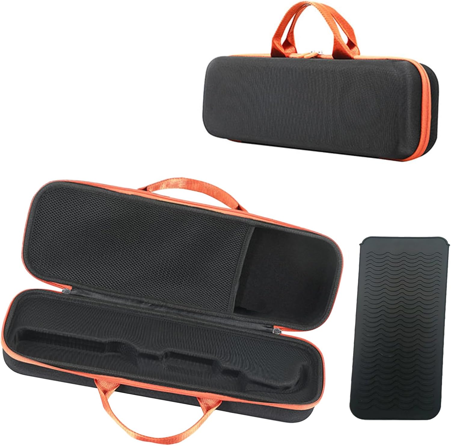 Hard Carry Case for Airstrait HT01 Hair Dryer Straightener, with Silicone Insulated Mat Portable Travel Storage Case Shockproof Waterproof EVA Protective Bag for Home Vacation(Black)