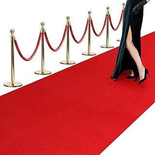 450GSM Extra Thick Red Carpet Runner for Party & Events, 3ft x 50ft Heavy Duty Non-Slip TPR Rubber Backing, Aisle Runway Rug for Prom, Wedding Ceremony Decorations, Hollywood Oscars for Awards
