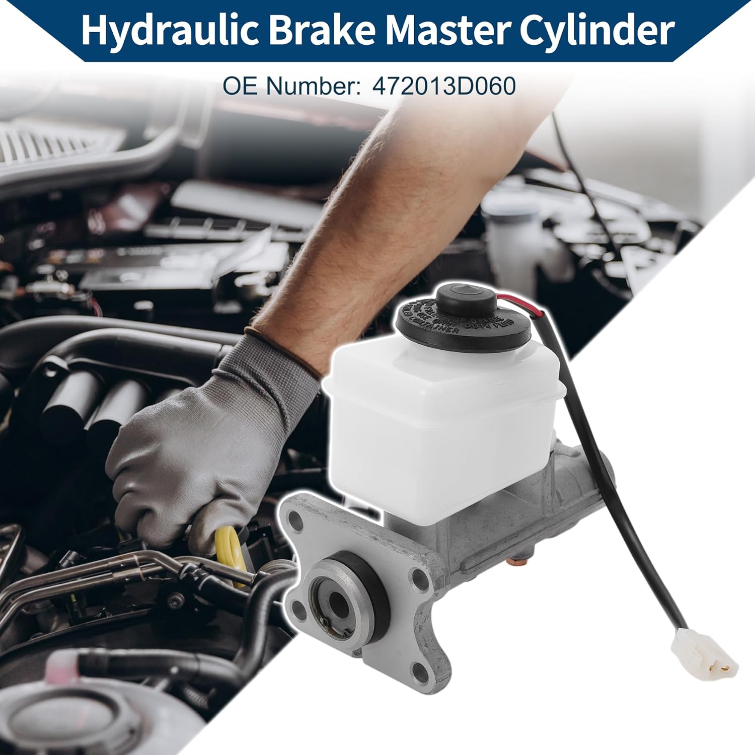 Brake Master Cylinder Reservoir No.472013D060 for Toyota Hilux Pickup 1988-1997 Hydraulic Master Cylinder Aluminum Alloy,Plastic 1 Pc