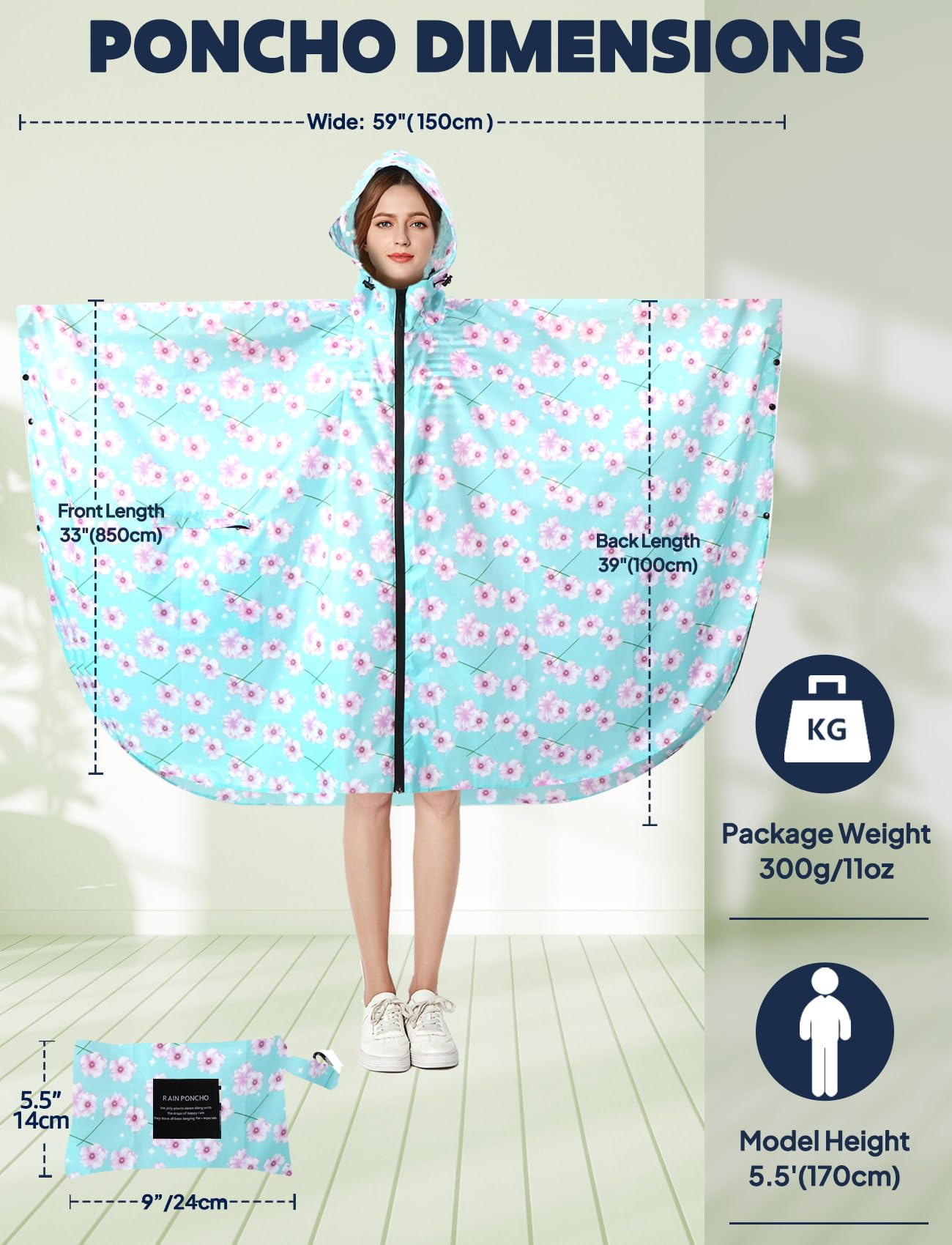 ANYOO Impermeabile Poncho Mantella Pioggia Donna Leggero e Portatile Impermeabile con Cappuccio, Ideale per Campeggio all'aperto Escursionismo Sopravvivenza