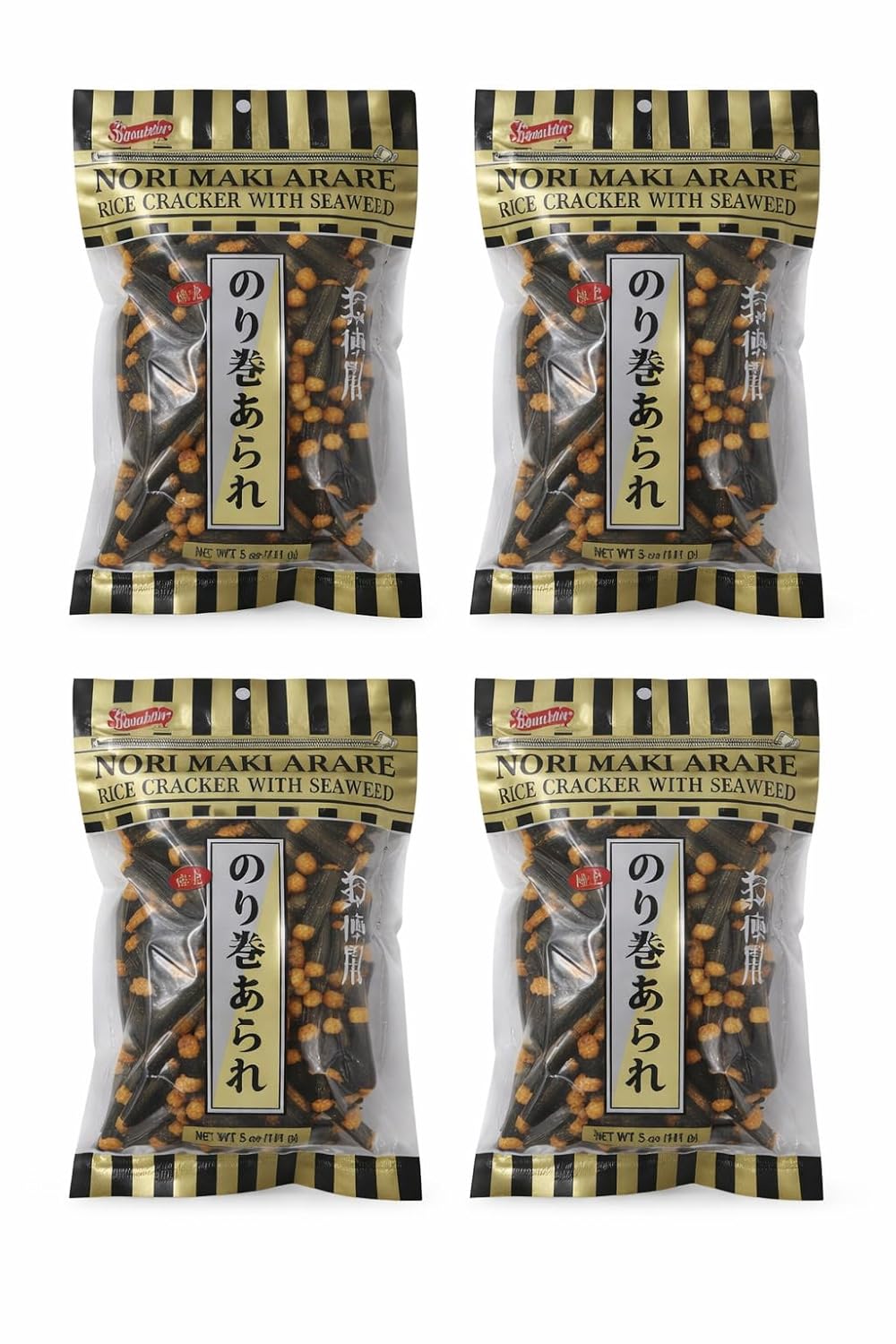 Shirakiku Nori Maki Arare Rice Cracker with Seaweed 5 Oz, Pack of 4