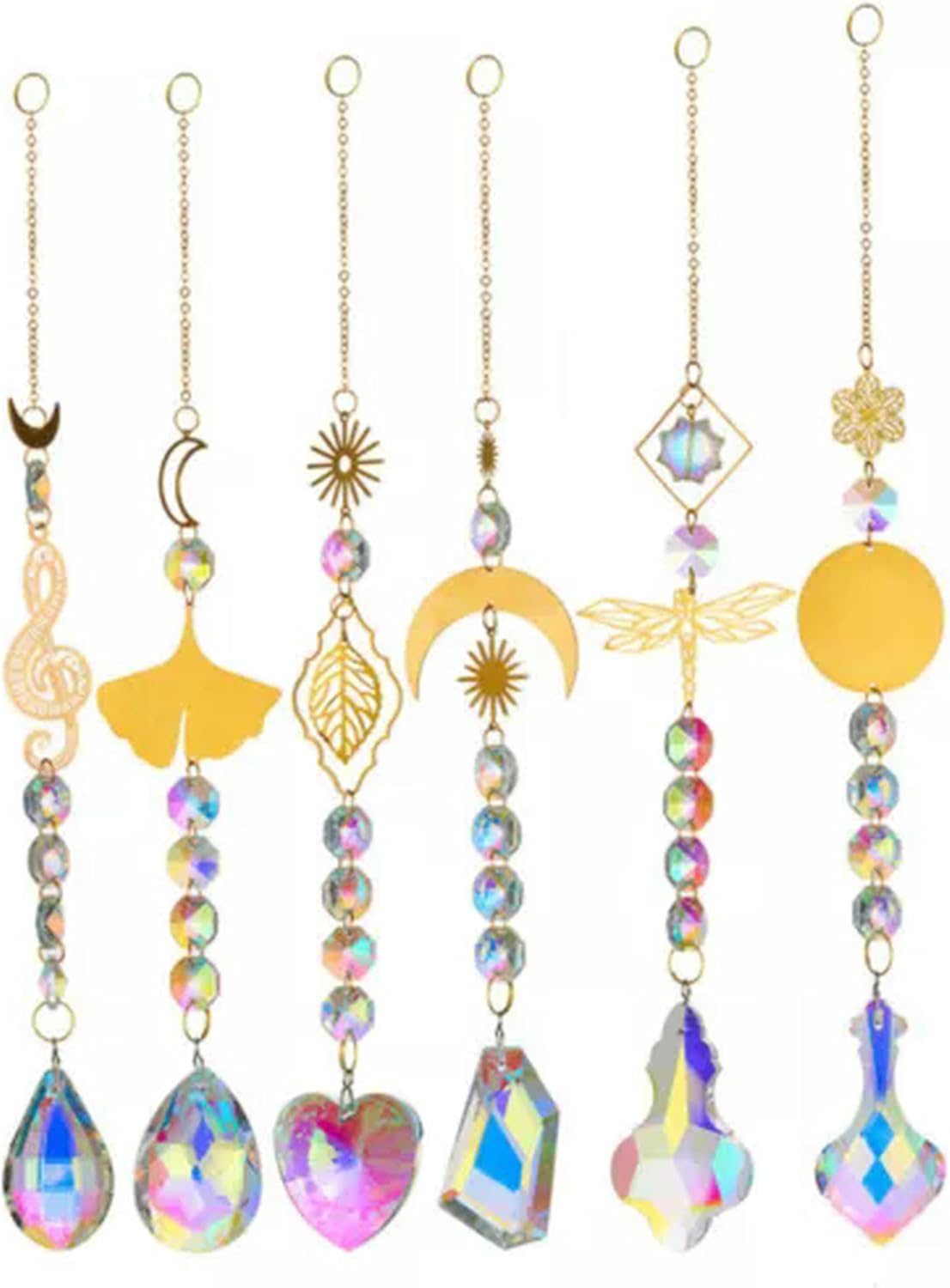 Crystal Suncatcher Pendant Chain Prism Sun Catcher Hanging Window Decor Gifts-6PCS/Set