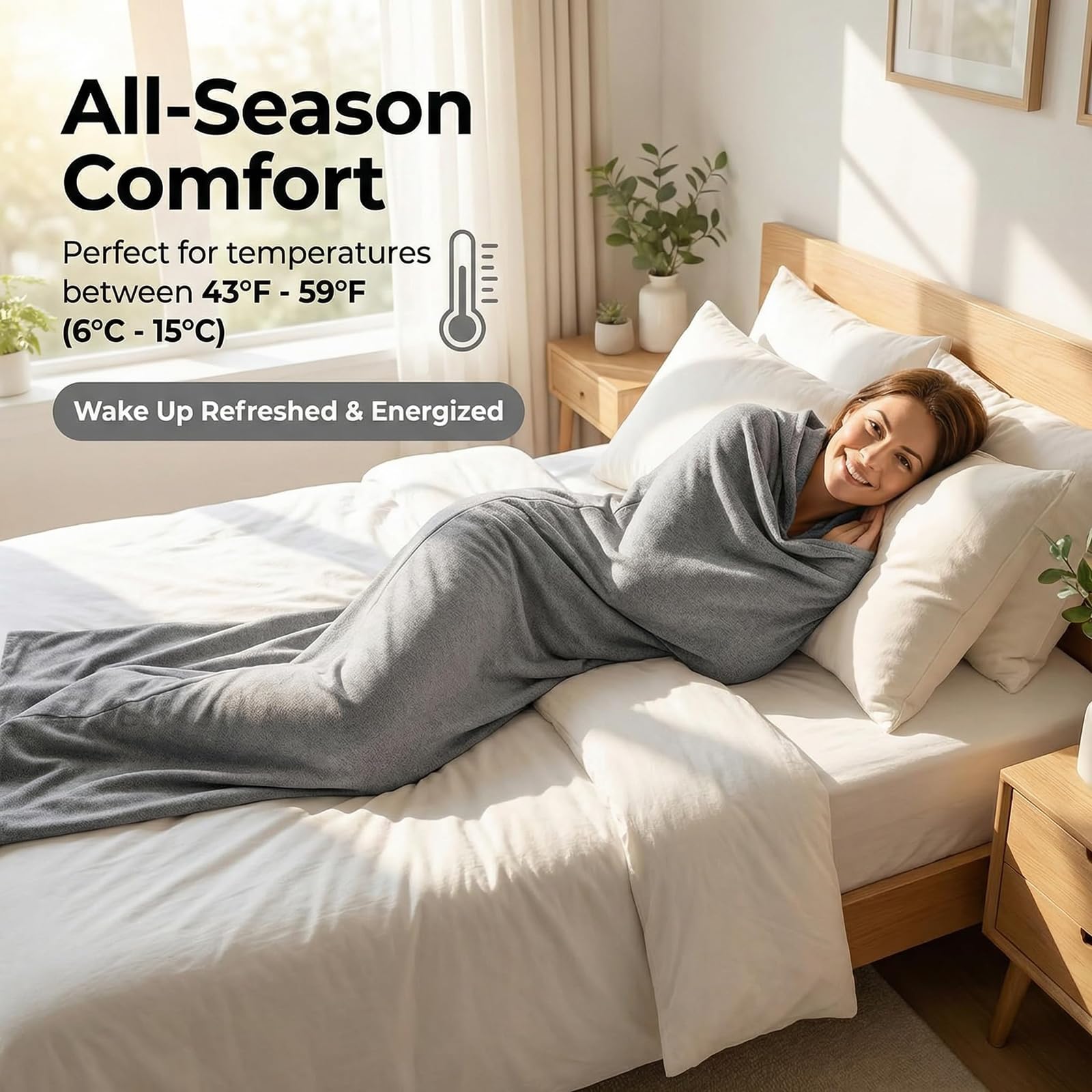 Sleep Pod Adulte, Couverture portable avec capuche, Sac de couchage à compression pour soulager l'anxiété, Tissu extensible respirant, Sac de couchage portable pour voyage, camping et ma XL(200*50cm)