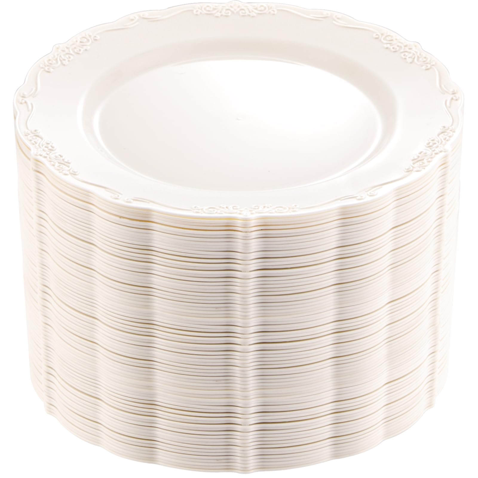 Photo 1 of DaYammi 60PCS Ivory Plastic Plates, Fancy Plastic Plates Disposable Heavy Duty Disposable Plates Premium 10inch Ivory Dinner Platos Hard Plastic Platos Disposable for Party Wedding Bridal Shower