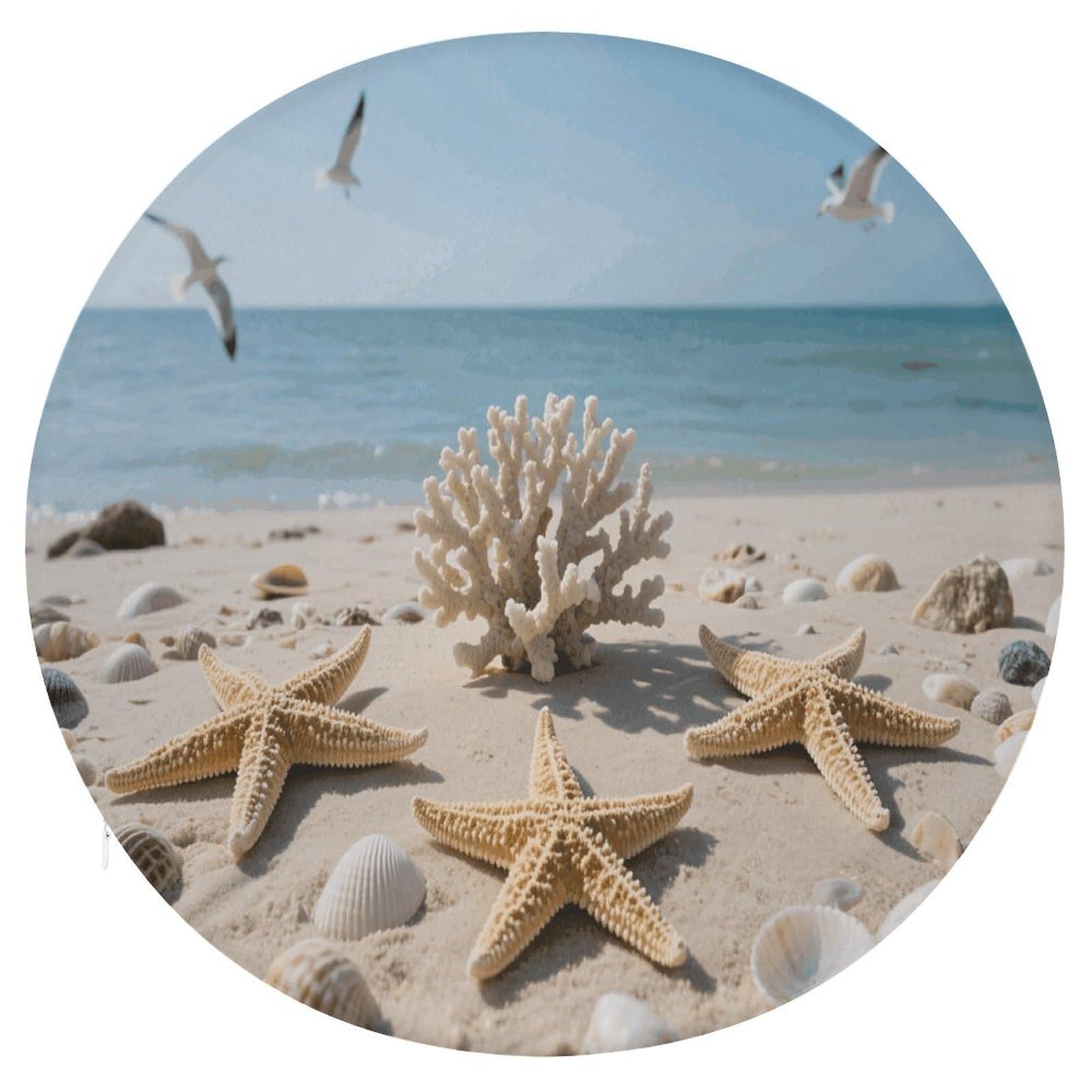 VstaDank Sea Shells and Starfish Cushions Memory Non Slip Car Seat Cushions Dining Chairs Cushion Indoo Dining Room Round Chair Pads with Zipper and Removable Cover Cushion