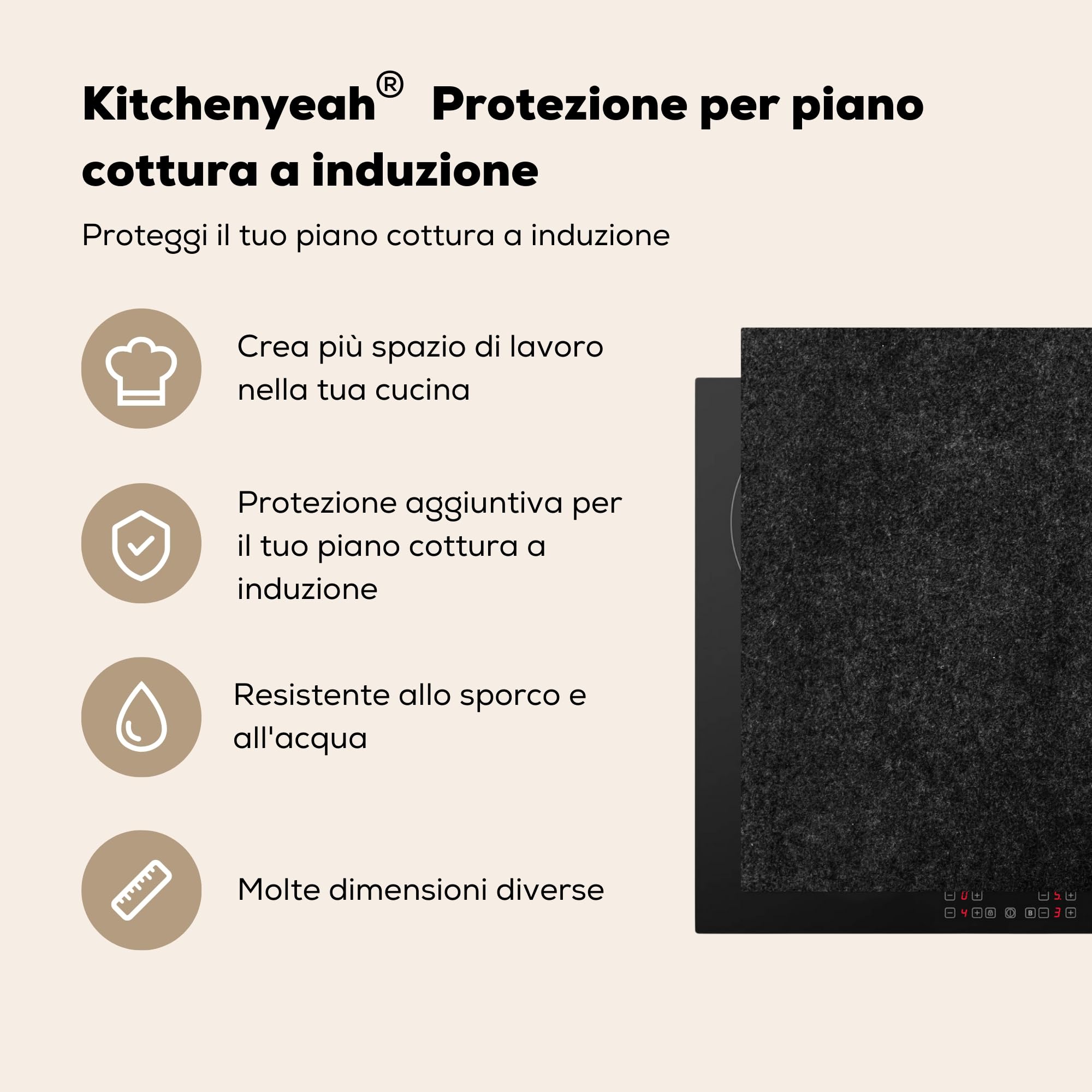 Copripiano Cottura Induzione 77x51 Cm - Protettore Antigraffio Con Stampa Marmo - Foto 10