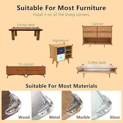 Vista 15 de Protector de esquina a prueba de bebés, paquete de 8 protectores de esquina de mesa para protectores de muebles de bebé, protector de esquinas