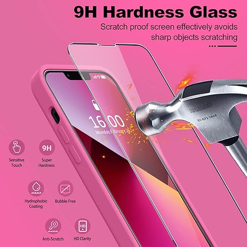 Miniatura 689 de BossKiss Funda compatible con iPhone 14 Pro, silicona mejorada [protección de cámara] [2 protectores de pantalla 9H], forro interior de microfibra