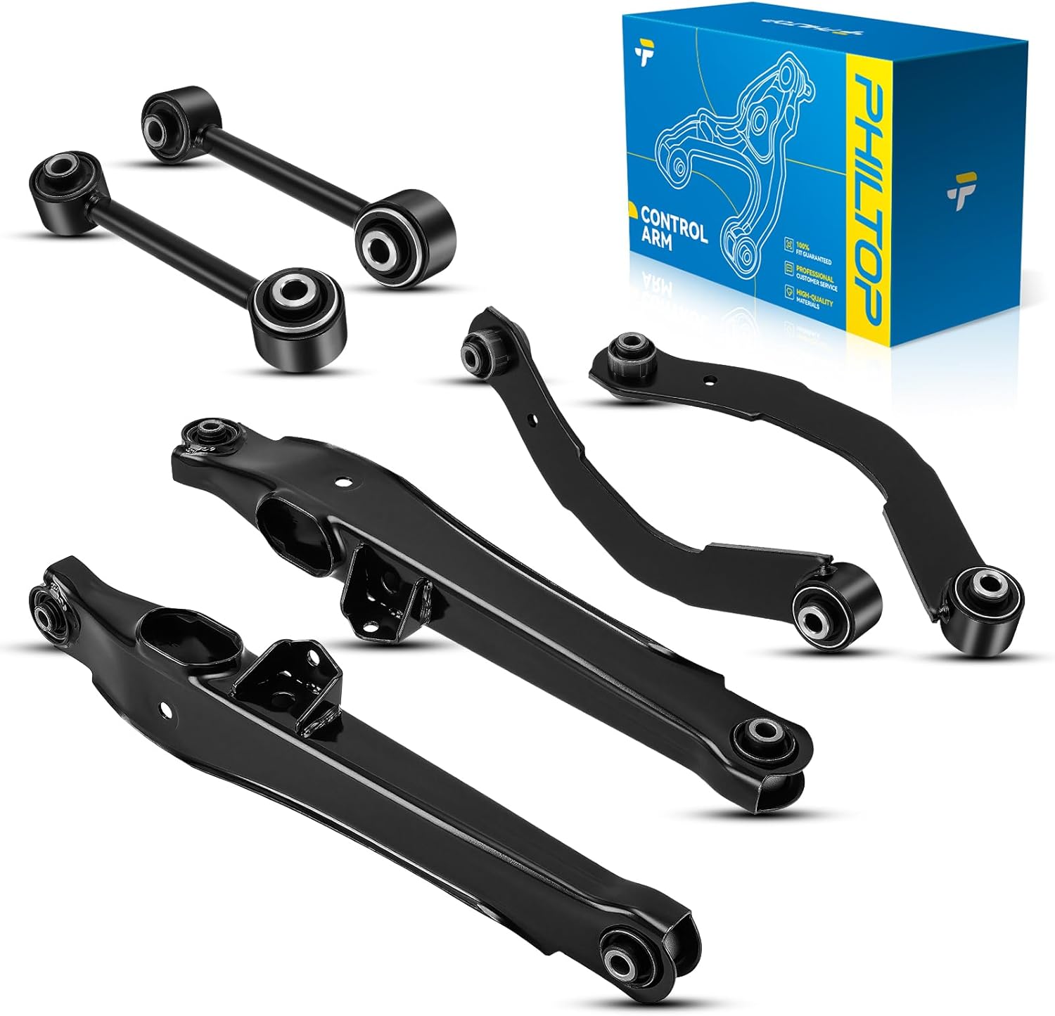 PHILTOP 6pcs Control Arms Kit Compatile with Caliber 2007-2010, Patriot 2007-2009, Compass 2007-2009, Upper Lateral Arms+Rear Lower Control Arms+Rear Lower Rearward Lateral Toe Arms
