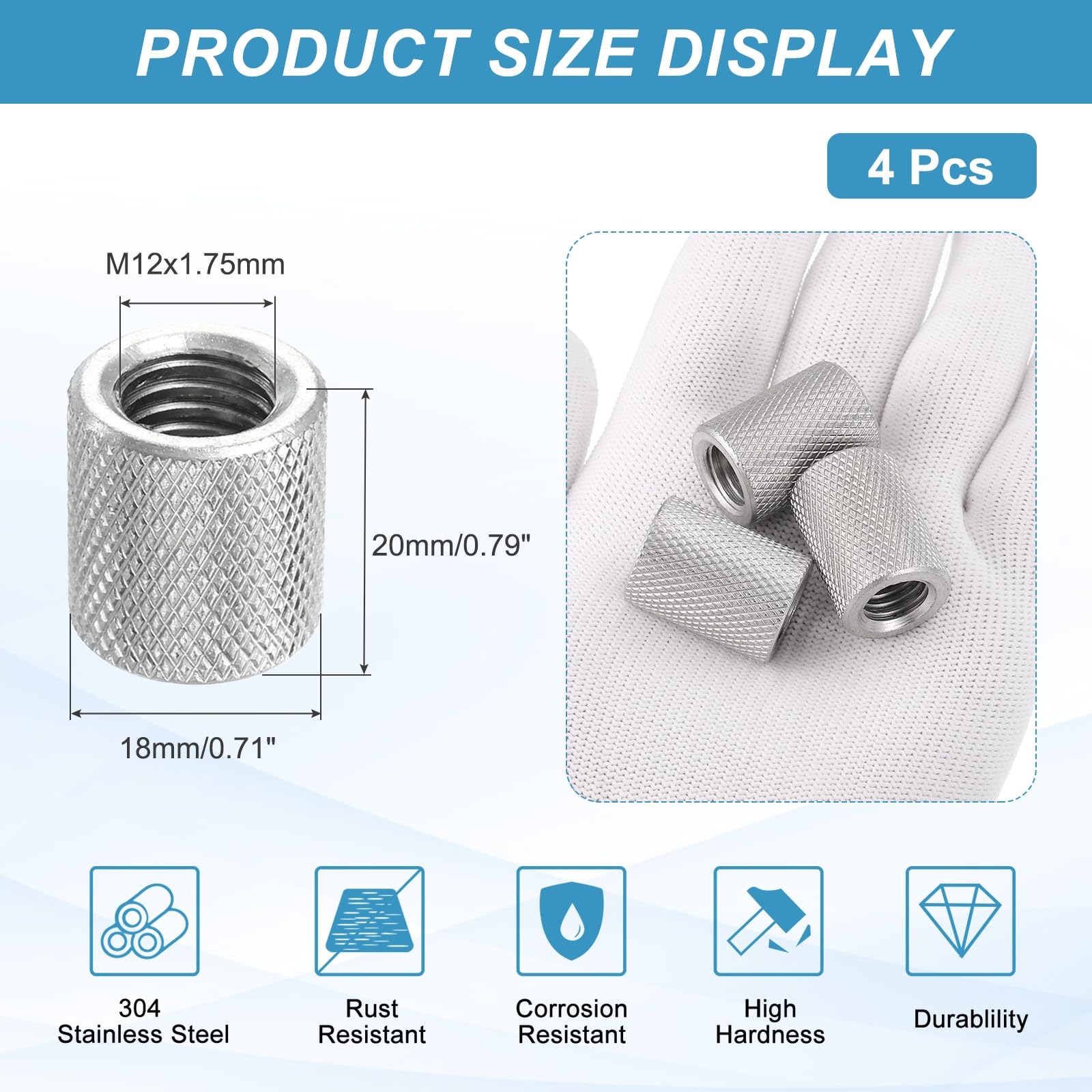 PATIKIL M12 Round Connector Nuts - Image 2