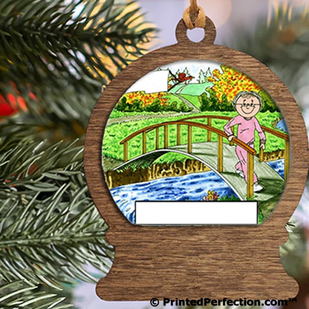 PrintedPerfection.com Personalized Grandmother Wooden Snow Globe Shaped Christmas Ornament