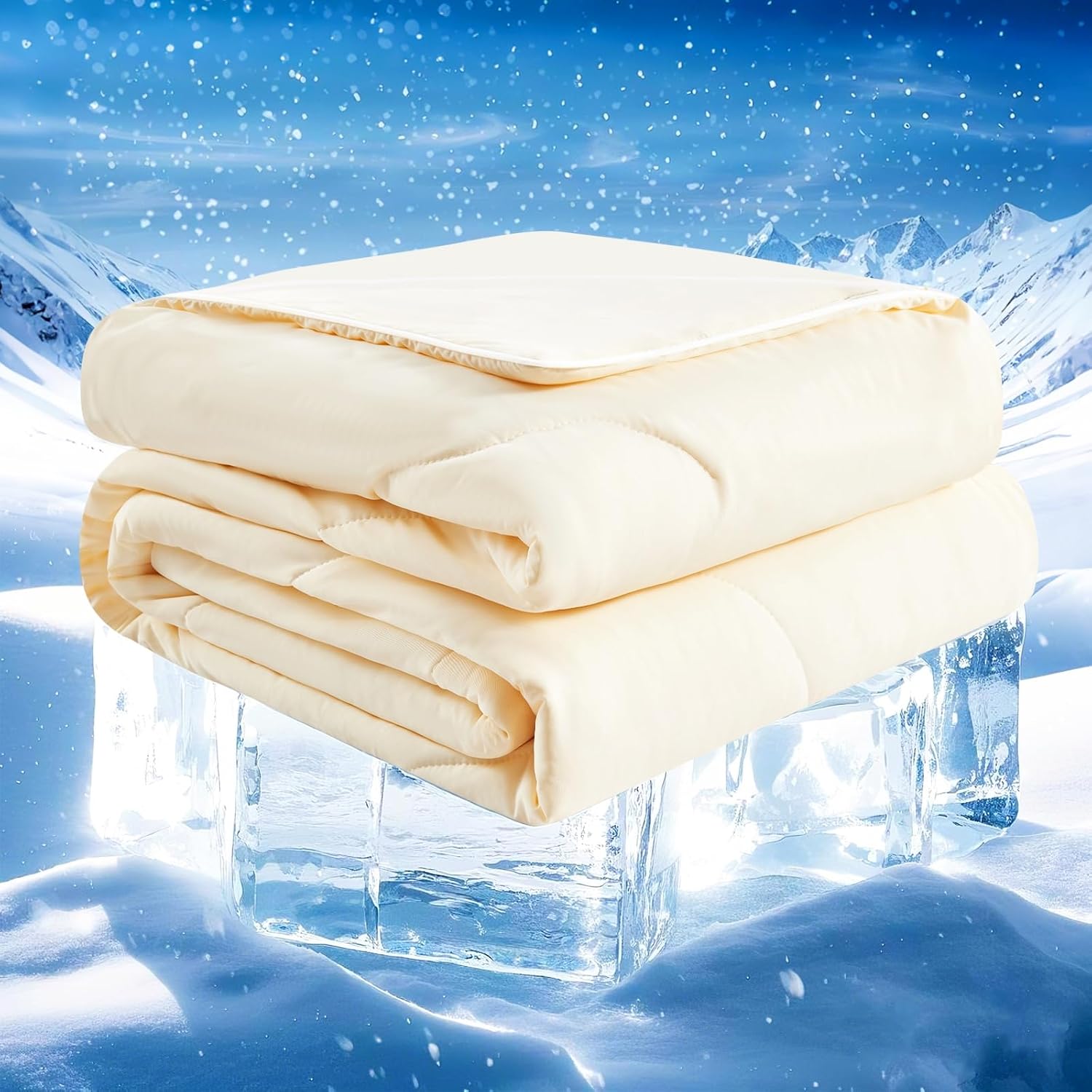 OAITE Cooling Comforter King Size,Double-Sided Cold Tech Fabric Cooling Blanket for Night Sweats and Hot Sleepers,Q-Max > 0.4,Summer Comforter,Breathable Soft Silky Smooth Lightweight(Cream,King)