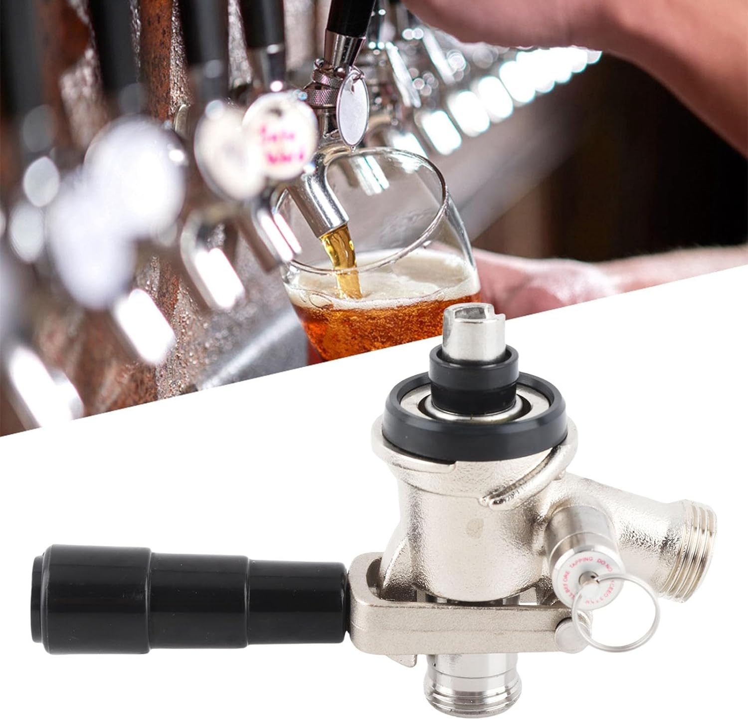 Fdit Draft Beer Dispenser European Keg Coupler S Type Draft Beer Dispenser with Safety Pressure Relief Valve for Home Brewing System