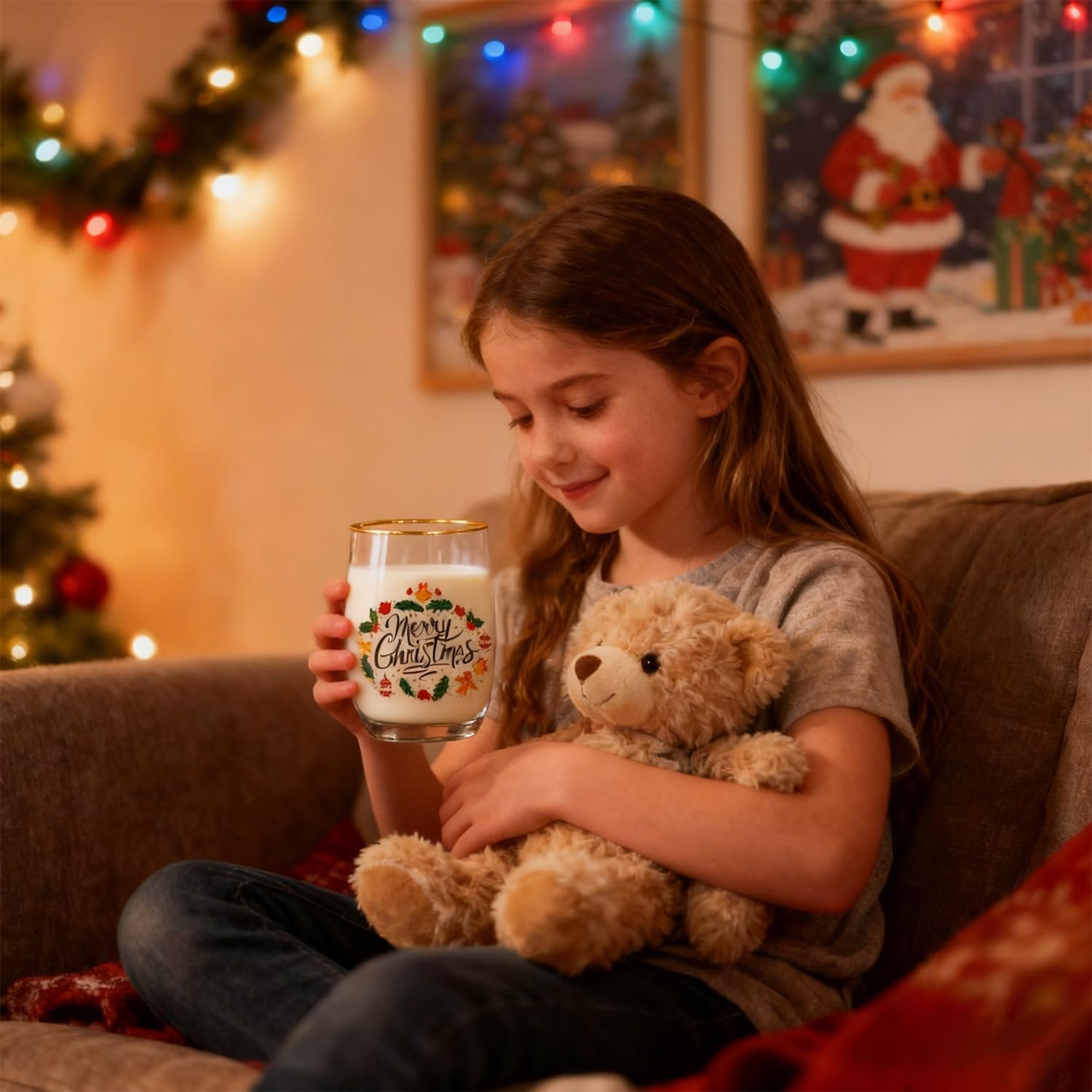 20OZ Christmas Wine Glasses Cups Set, 6pack - Merry Christmas Designs with Gold Rim, Thoughtful Gift for Family & Friends, Ideal for Holiday Parties & Winter Celebrations - Image 7