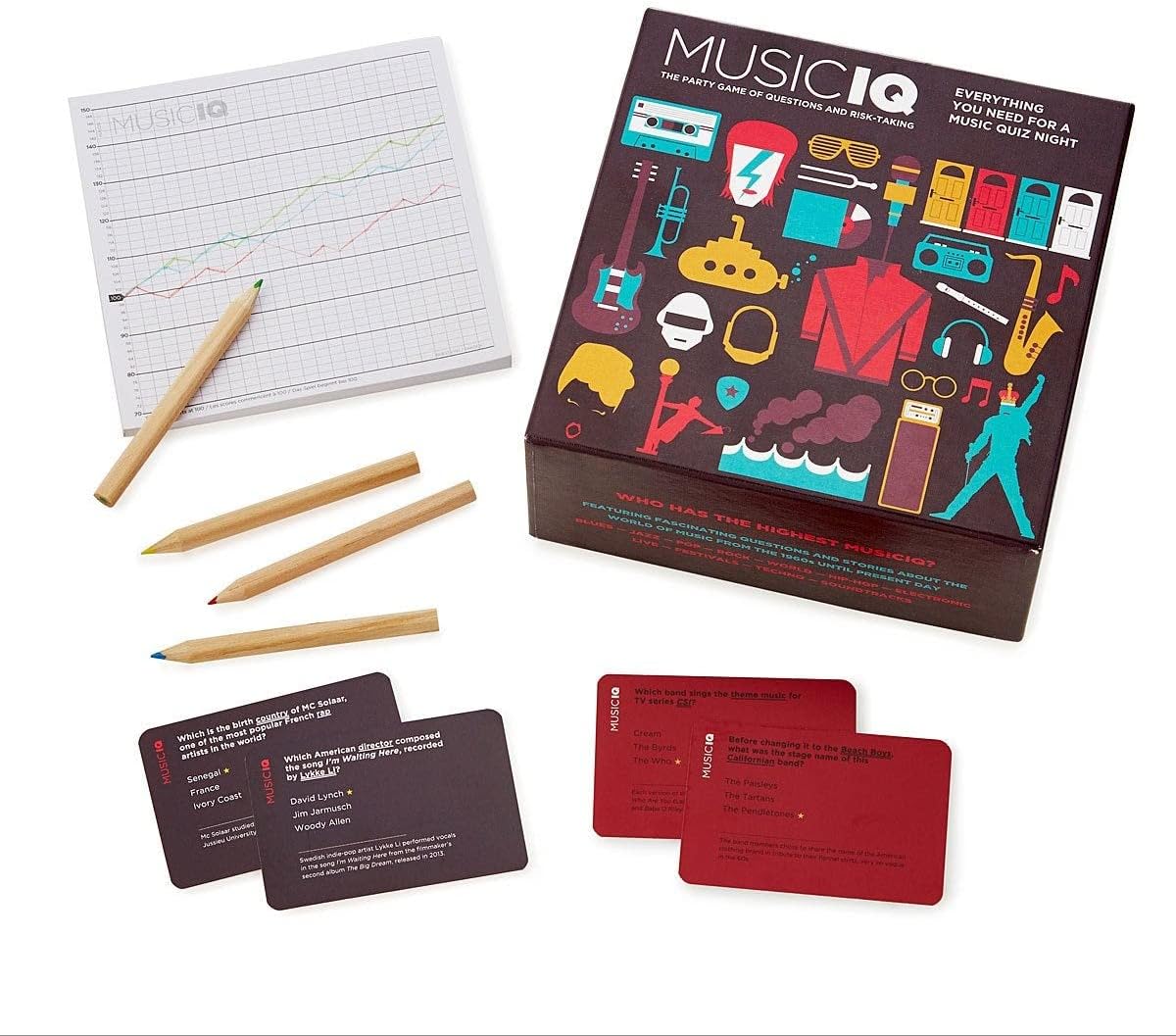 Helvetiq Music IQ Party Game - Test Your Music Knowledge and Rock On! Challenging Team Trivia Game for Music Fans, Fun Quiz Game for Kids & Adults, Ages 15+, 2-12 Players, 45 Minute Playtime, Made